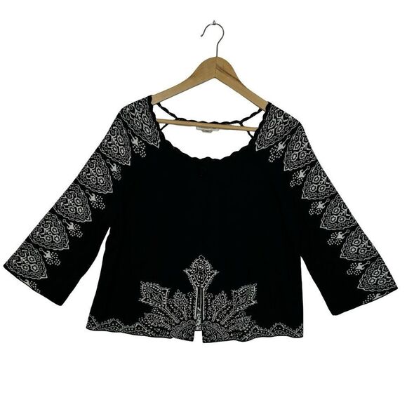 Coldwater Creek Sweaters - COLDWATER CREEK Black & White One Button Cardigan Cotton Blend Size Medium